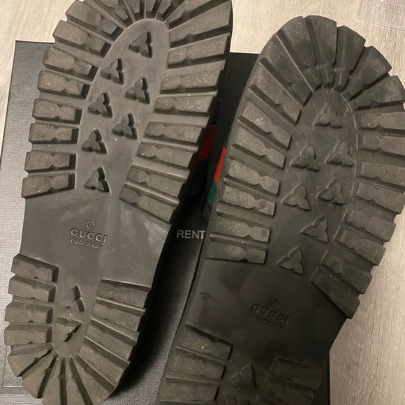 GUCCI MENS WEB RUBBER SLIDE SANDAL